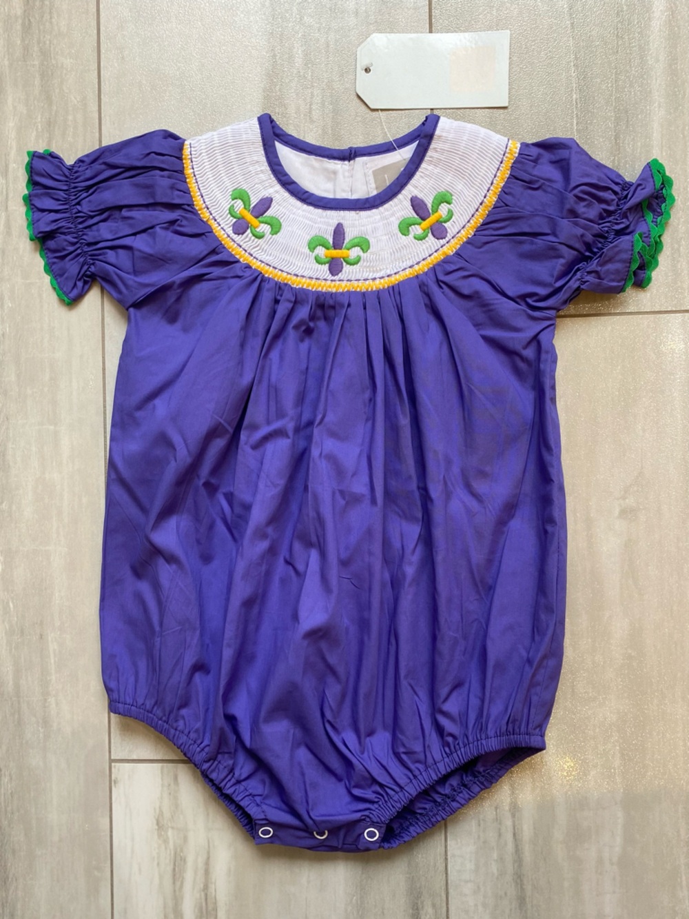 NWT Lil Cactus Colorful Cotton Smocked Mardi Gras Bubble Romper girls 18-24M